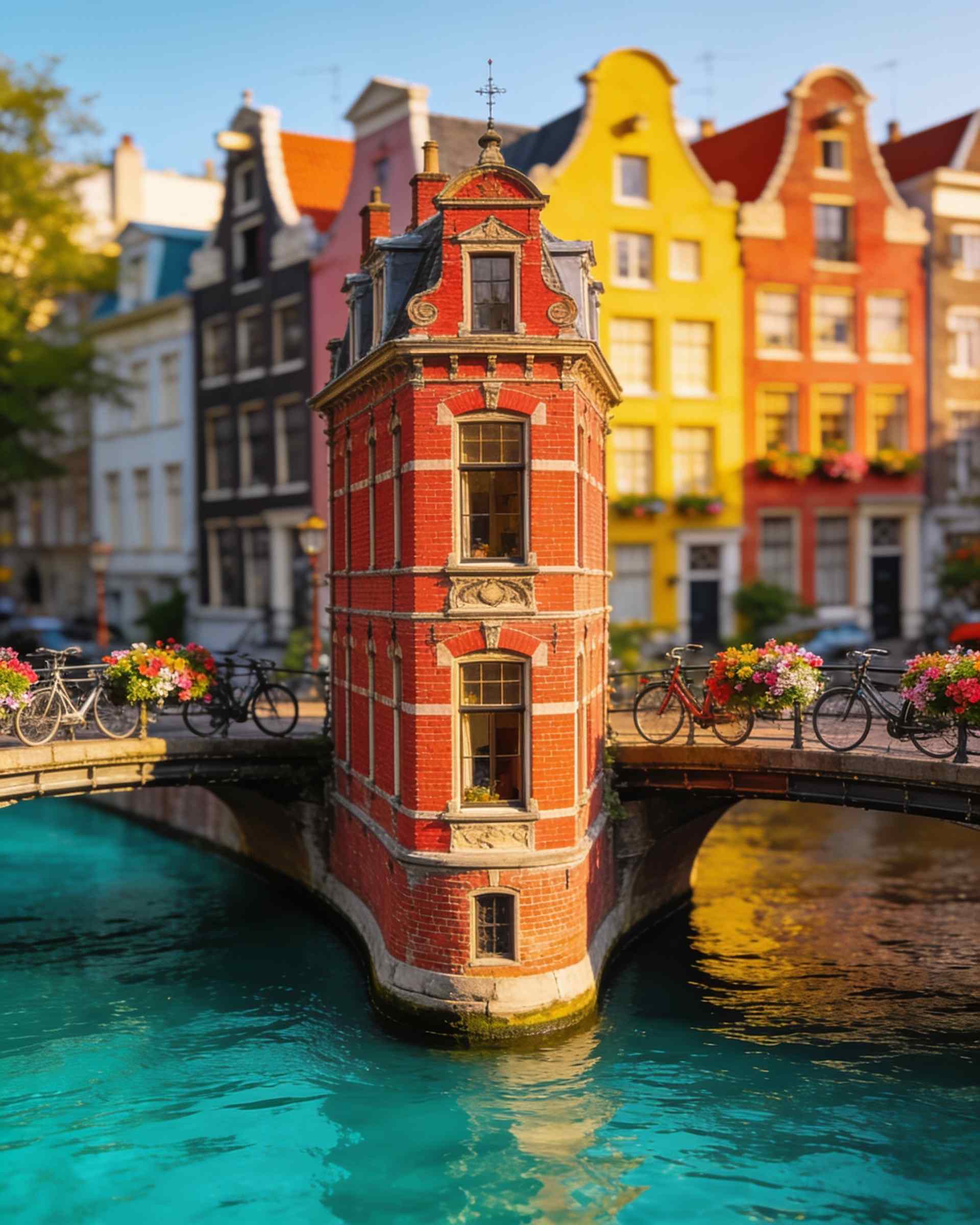 Bartolotti House in Amsterdam seen from a canal boat