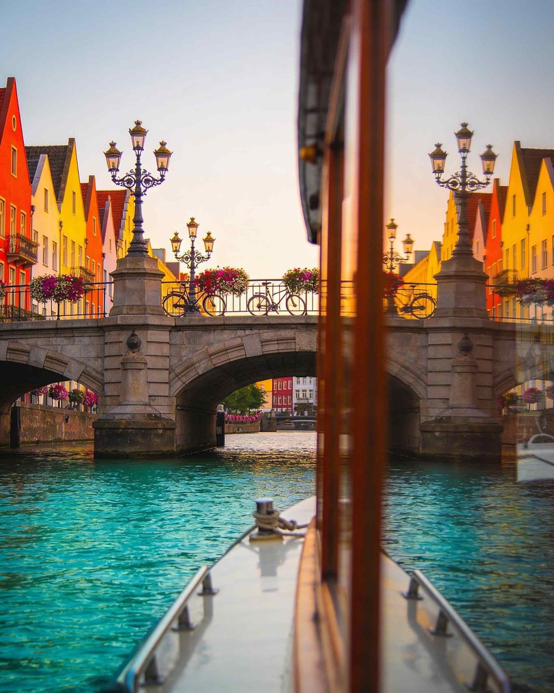 Blauwbrug in Amsterdam seen from a canal boat