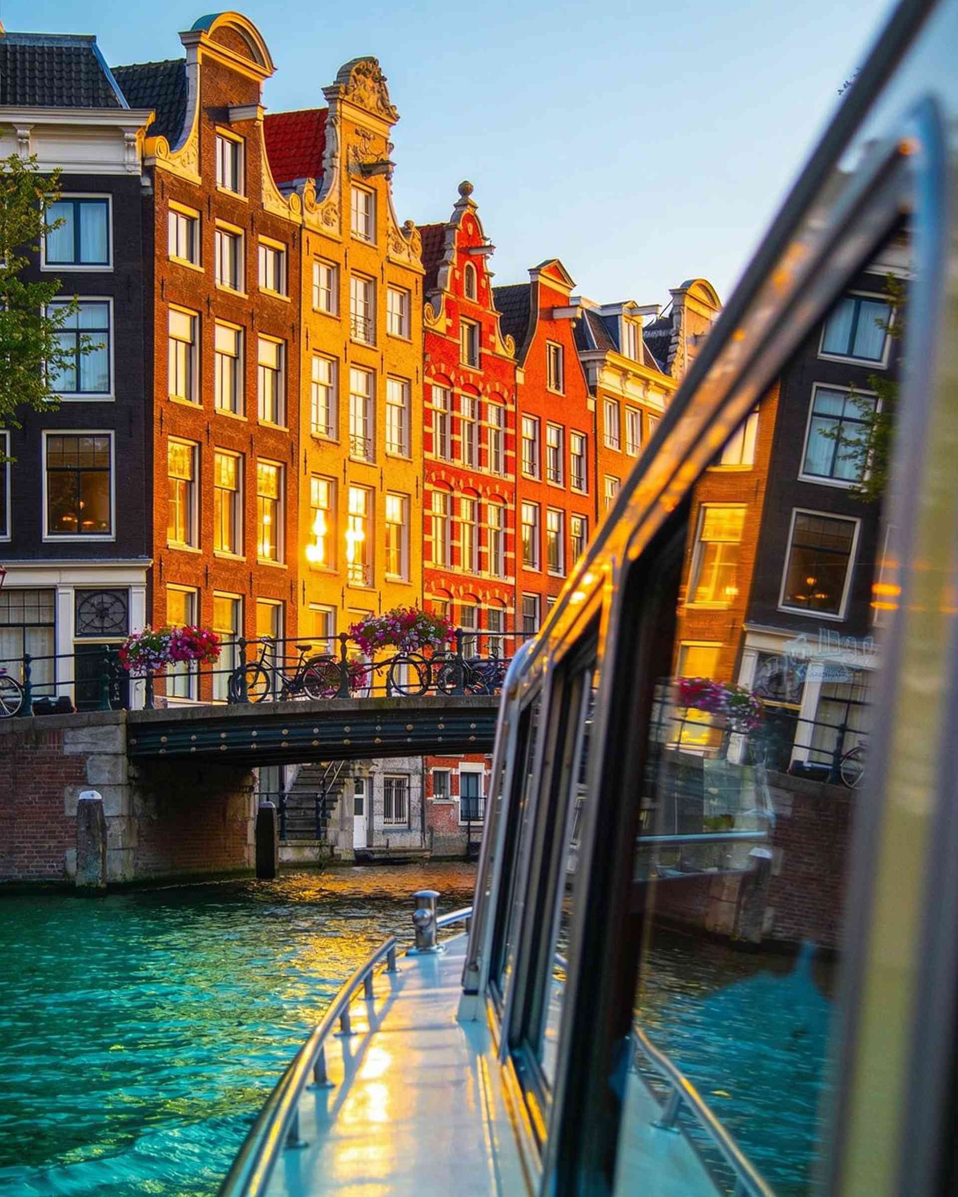 The Golden Bend in Amsterdam seen from a canal boat
