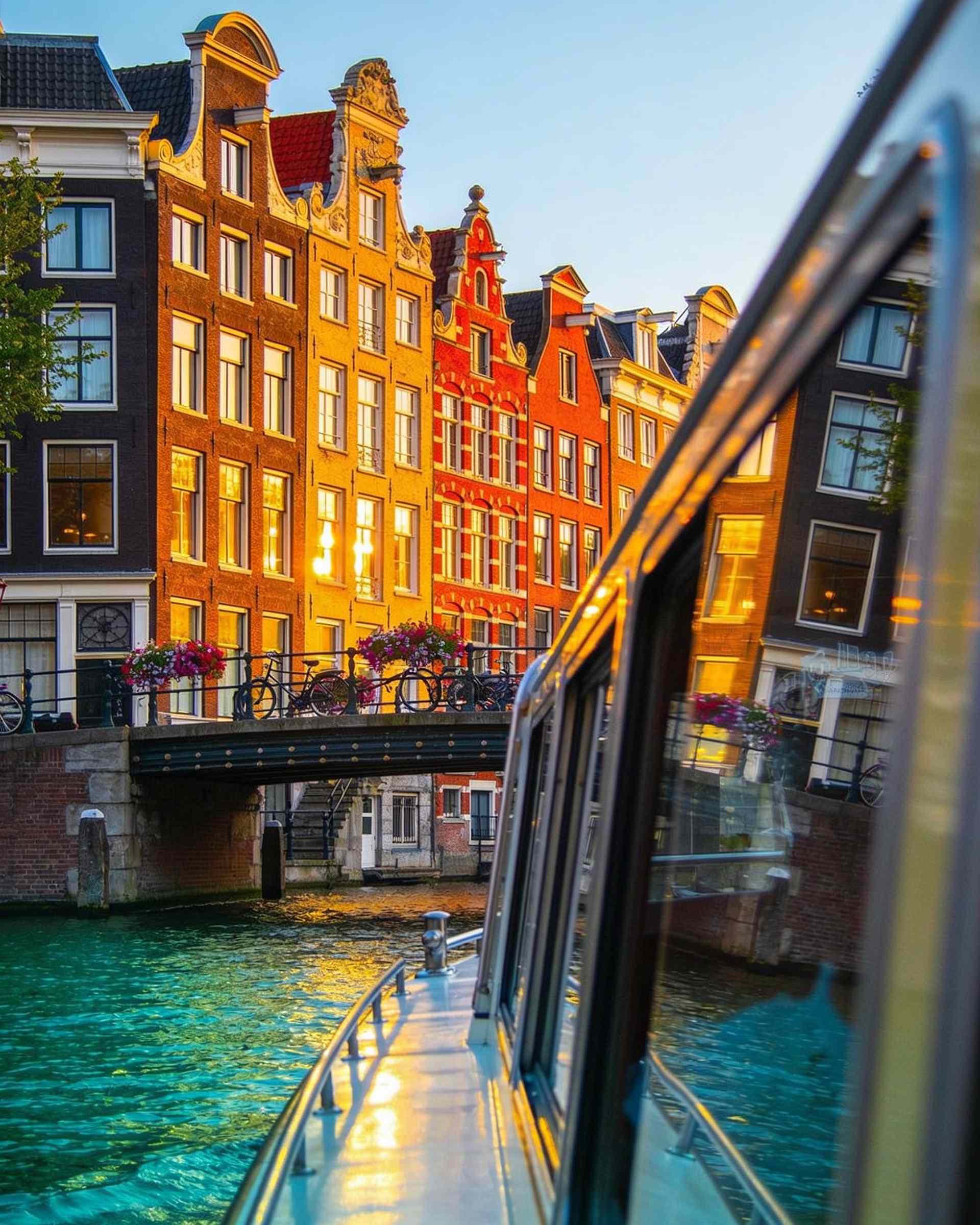 The Golden Bend in Amsterdam seen from a canal boat