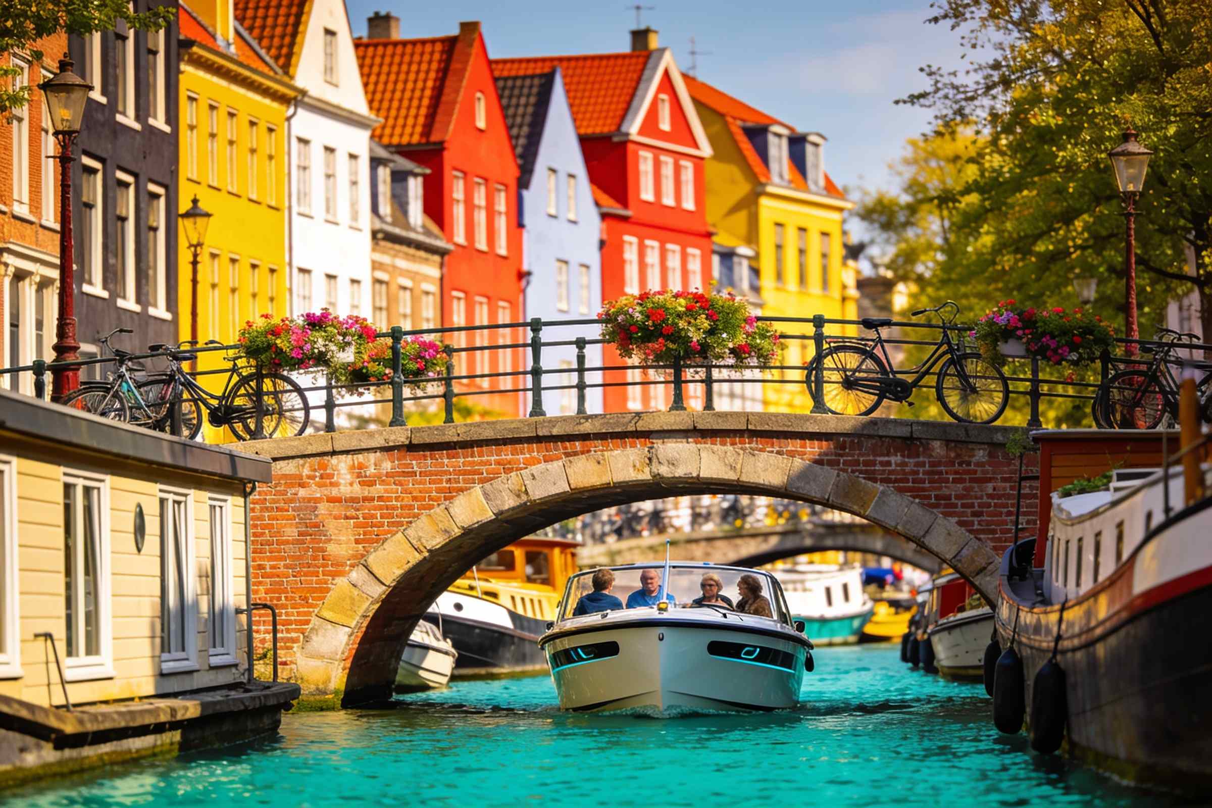 A canal boat on the Jordaan by small boat cruise in Amsterdam