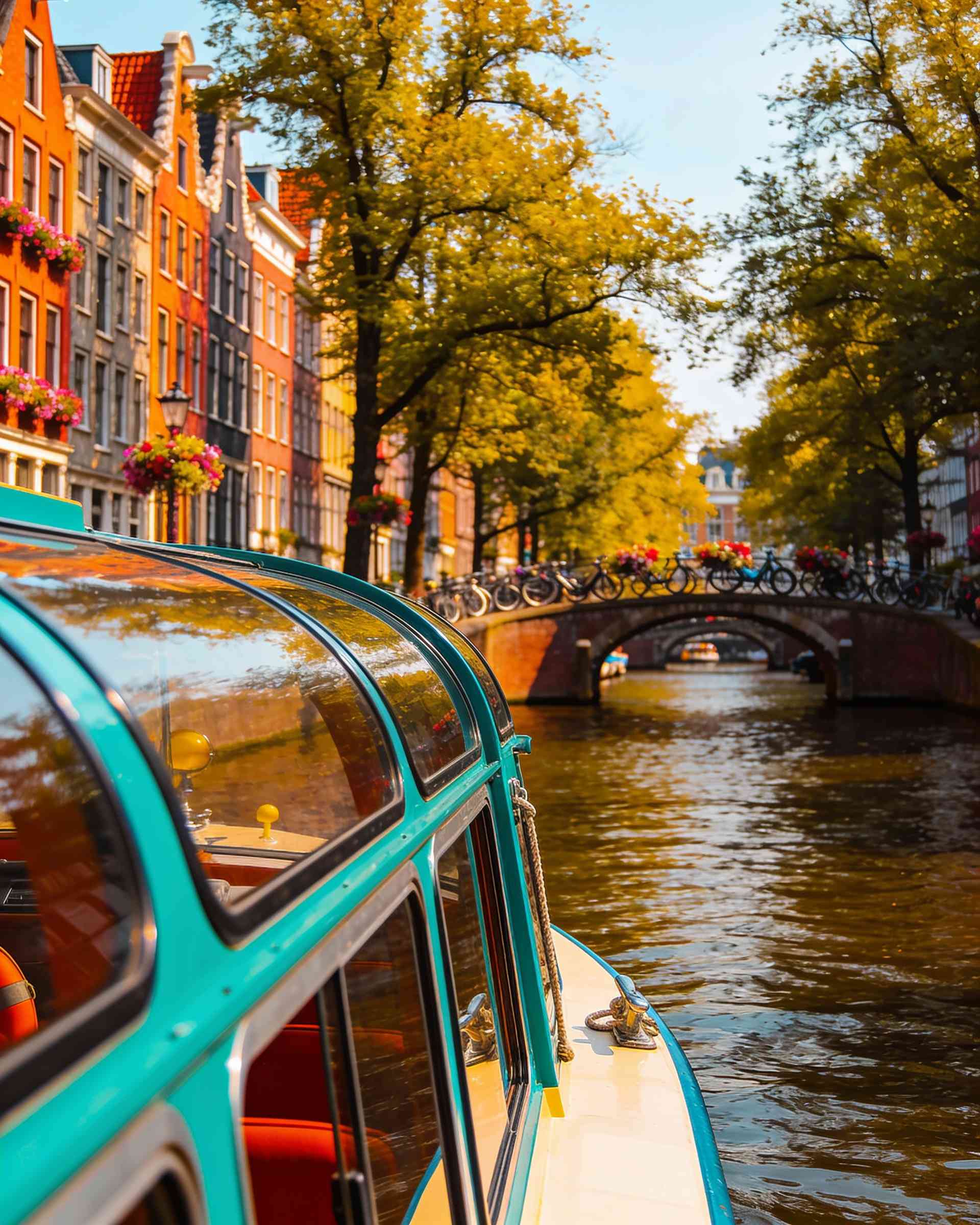 Leidsegracht in Amsterdam seen from a canal boat
